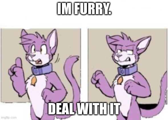 Furry hold on | IM FURRY. DEAL WITH IT | image tagged in furry hold on | made w/ Imgflip meme maker