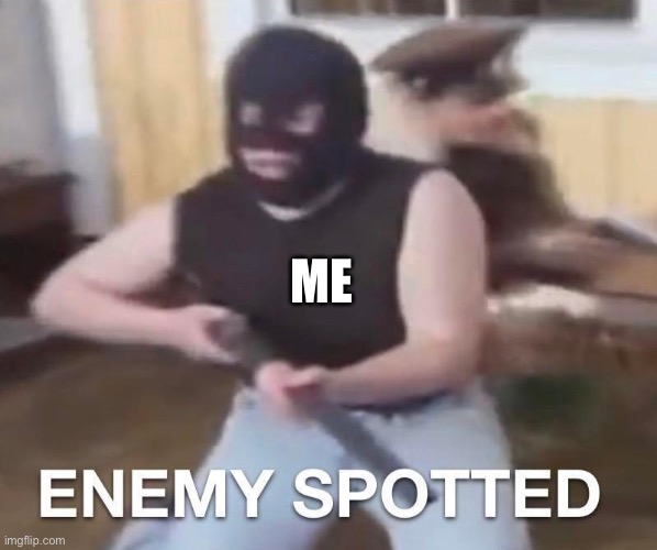 enemy spotted | ME | image tagged in enemy spotted | made w/ Imgflip meme maker