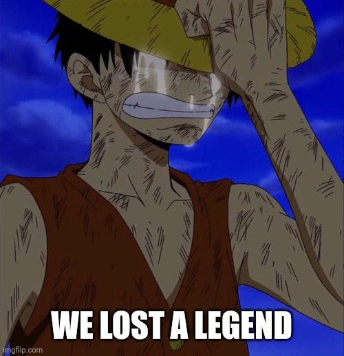 Luffy sad | WE LOST A LEGEND | image tagged in luffy sad | made w/ Imgflip meme maker