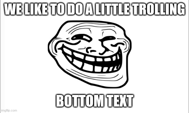white background | WE LIKE TO DO A LITTLE TROLLING; BOTTOM TEXT | image tagged in white background | made w/ Imgflip meme maker