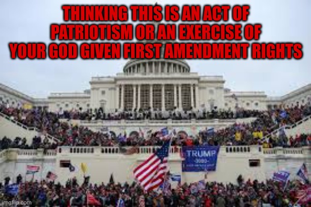 Definition of insanity | THINKING THIS IS AN ACT OF PATRIOTISM OR AN EXERCISE OF YOUR GOD GIVEN FIRST AMENDMENT RIGHTS | image tagged in capitol on january 6 | made w/ Imgflip meme maker