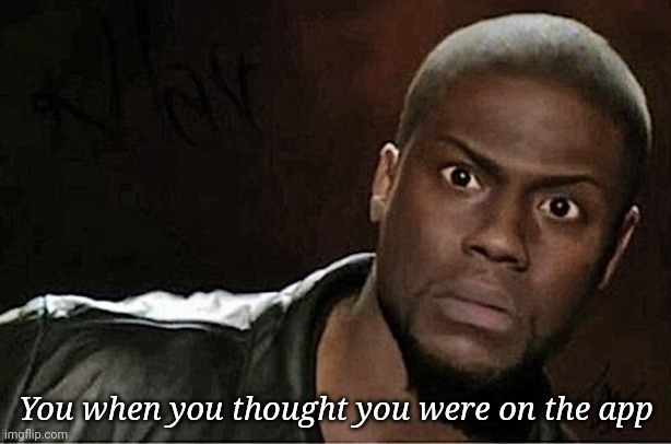 Kevin Hart Meme | You when you thought you were on the app | image tagged in memes,kevin hart | made w/ Imgflip meme maker