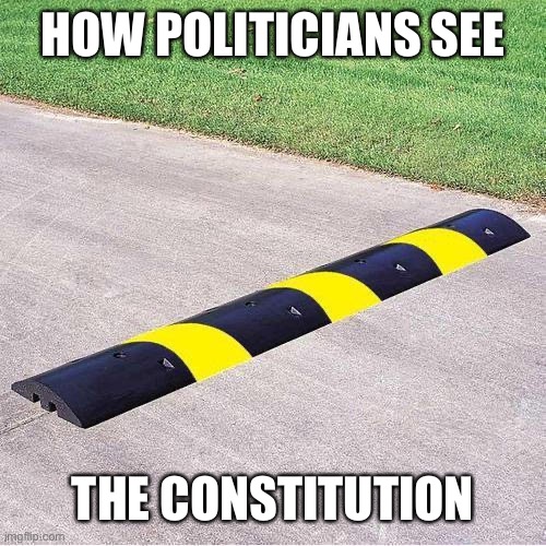 Speed bump 233 | HOW POLITICIANS SEE THE CONSTITUTION | image tagged in speed bump 233 | made w/ Imgflip meme maker