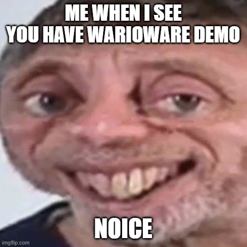 Noice | ME WHEN I SEE YOU HAVE WARIOWARE DEMO NOICE | image tagged in noice | made w/ Imgflip meme maker