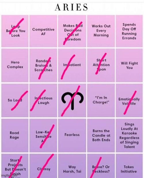 Hey, what can I say? | image tagged in aries bingo | made w/ Imgflip meme maker