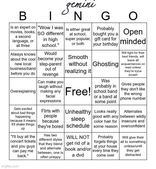 High Quality gemini bingo Blank Meme Template