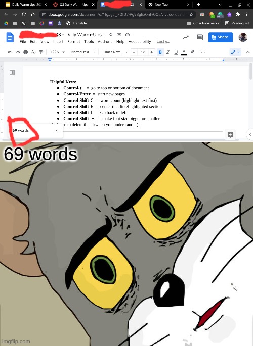 69words | 69 words | image tagged in memes,unsettled tom | made w/ Imgflip meme maker