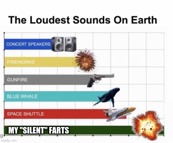 fart | MY "SILENT" FARTS | image tagged in the loudest sounds on earth | made w/ Imgflip meme maker