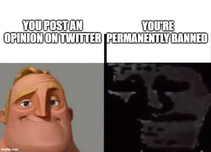 Teacher's Copy | YOU'RE PERMANENTLY BANNED; YOU POST AN OPINION ON TWITTER | image tagged in teacher's copy | made w/ Imgflip meme maker
