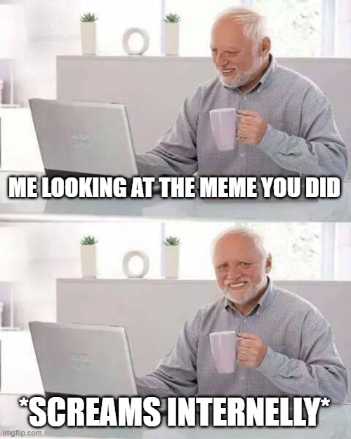 Hide the Pain Harold Meme | ME LOOKING AT THE MEME YOU DID *SCREAMS INTERNELLY* | image tagged in memes,hide the pain harold | made w/ Imgflip meme maker