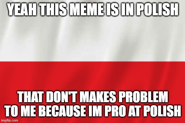 Poland | YEAH THIS MEME IS IN POLISH THAT DON'T MAKES PROBLEM TO ME BECAUSE IM PRO AT POLISH | image tagged in poland | made w/ Imgflip meme maker