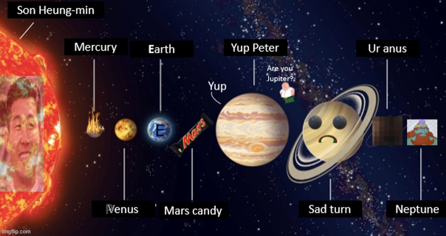 the solar system but funny | image tagged in solar system,funny,fun | made w/ Imgflip meme maker