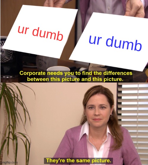 They're The Same Picture | ur dumb; ur dumb | image tagged in memes,they're the same picture | made w/ Imgflip meme maker