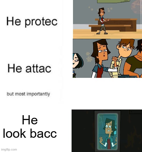 Noah He Protecc | He look bacc | image tagged in he protecc he attacc | made w/ Imgflip meme maker