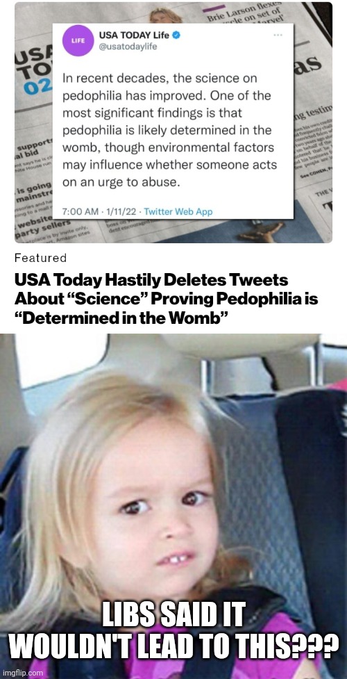 LIBS SAID IT WOULDN'T LEAD TO THIS??? | image tagged in confused little girl | made w/ Imgflip meme maker