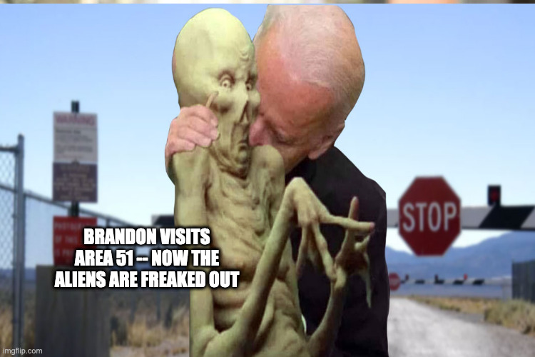 Brandon Visits Area 51 | BRANDON VISITS AREA 51 -- NOW THE ALIENS ARE FREAKED OUT | image tagged in brandon | made w/ Imgflip meme maker