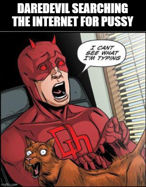 Found Some | DAREDEVIL SEARCHING THE INTERNET FOR PUSSY | image tagged in daredevil | made w/ Imgflip meme maker