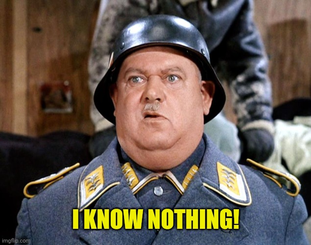 Sgt Shultz | I KNOW NOTHING! | image tagged in sgt shultz | made w/ Imgflip meme maker