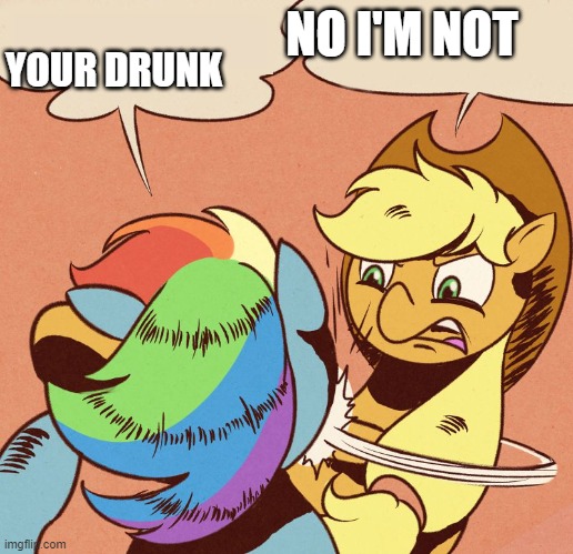 Apple Jack slapping Rainbow Dash | NO I'M NOT YOUR DRUNK | image tagged in apple jack slapping rainbow dash | made w/ Imgflip meme maker