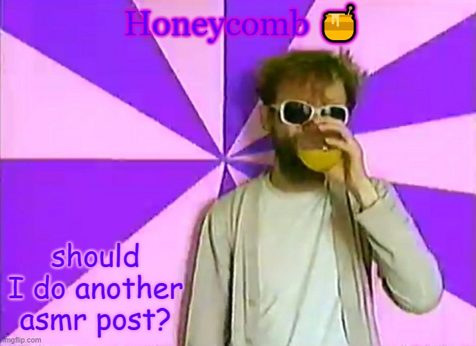 Honeycomb 🍯; should I do another asmr post? | made w/ Imgflip meme maker