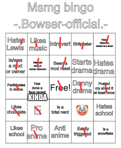 Msmg bingo. -.Bowser-official.- version | KINDA | image tagged in msmg bingo - bowser-official - version | made w/ Imgflip meme maker