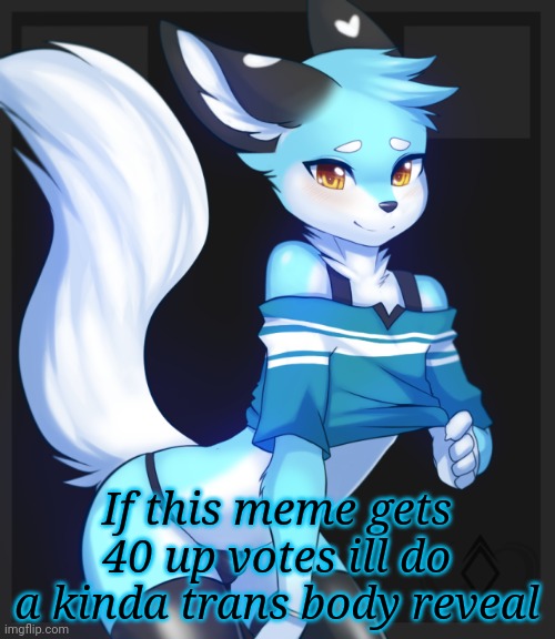 Dooooo it! | If this meme gets 40 up votes ill do a kinda trans body reveal | image tagged in femboy furry | made w/ Imgflip meme maker