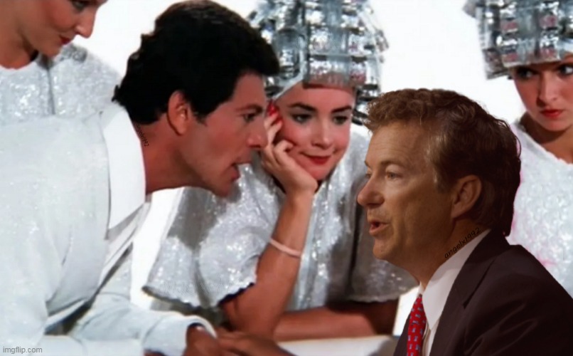 image tagged in rand paul,clown car republicans,grease,beauty school dropout,frankie avalon,bad hair day | made w/ Imgflip meme maker