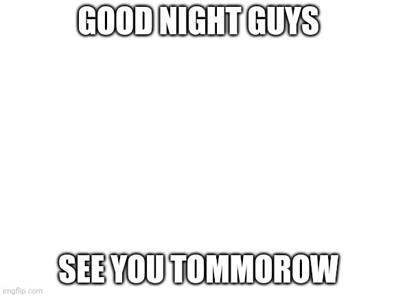 Blank White Template | GOOD NIGHT GUYS; SEE YOU TOMMOROW | image tagged in blank white template | made w/ Imgflip meme maker