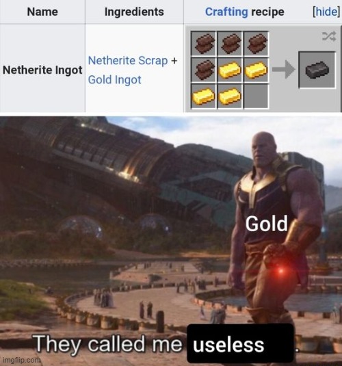not anymore | image tagged in minecraft,thanos they called me a madman | made w/ Imgflip meme maker