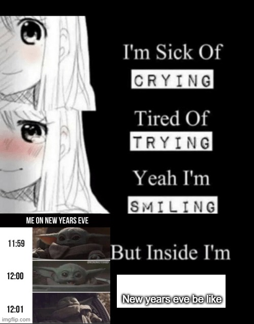 New years eve be like | New years eve be like | image tagged in i'm sick of crying,memes | made w/ Imgflip meme maker