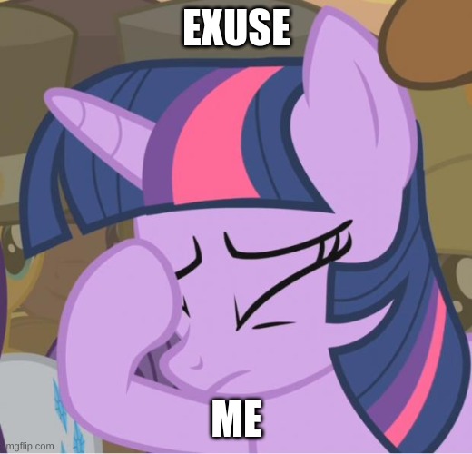 Mlp Twilight Sparkle facehoof | EXUSE ME | image tagged in mlp twilight sparkle facehoof | made w/ Imgflip meme maker