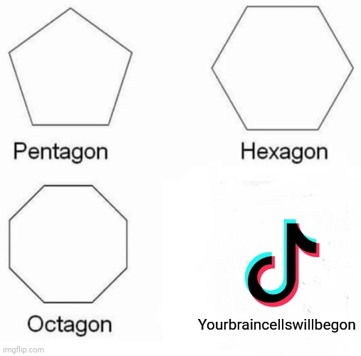 Pentagon Hexagon Octagon Meme | Yourbraincellswillbegon | image tagged in memes,pentagon hexagon octagon,funny,tiktok sucks,ban tiktok | made w/ Imgflip meme maker