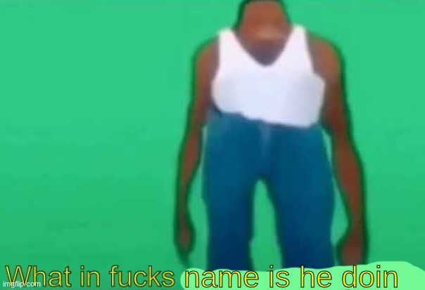 name is he doin | image tagged in what in fucks name are you doin | made w/ Imgflip meme maker