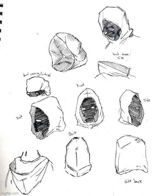 Just me practicing drawing hoods :) | image tagged in drawing | made w/ Imgflip meme maker