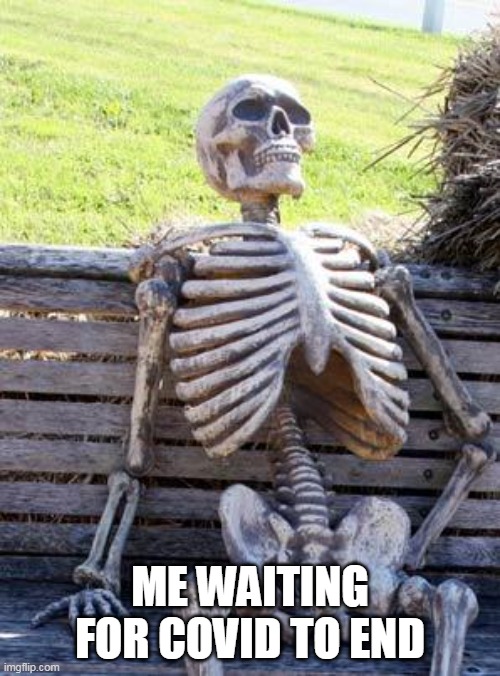 Me waiting for Covid to end | ME WAITING FOR COVID TO END | image tagged in memes,waiting skeleton | made w/ Imgflip meme maker