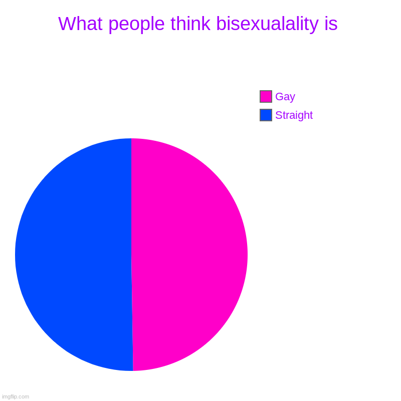 What people think bisexualality is | Straight, Gay | image tagged in charts,pie charts | made w/ Imgflip chart maker