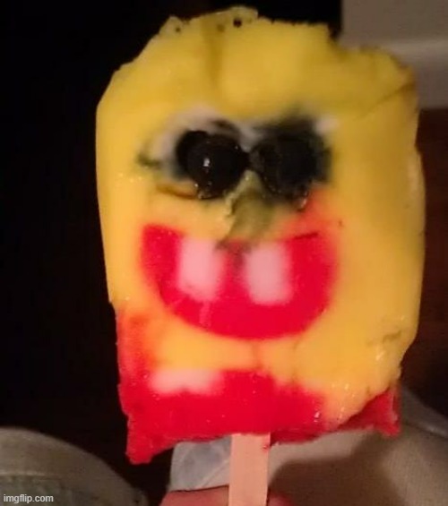 Cursed Spongebob Popsicle | image tagged in cursed spongebob popsicle | made w/ Imgflip meme maker