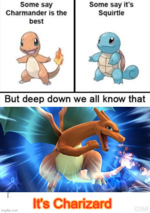 Who's da best? | It's Charizard | image tagged in deep down we all know that | made w/ Imgflip meme maker