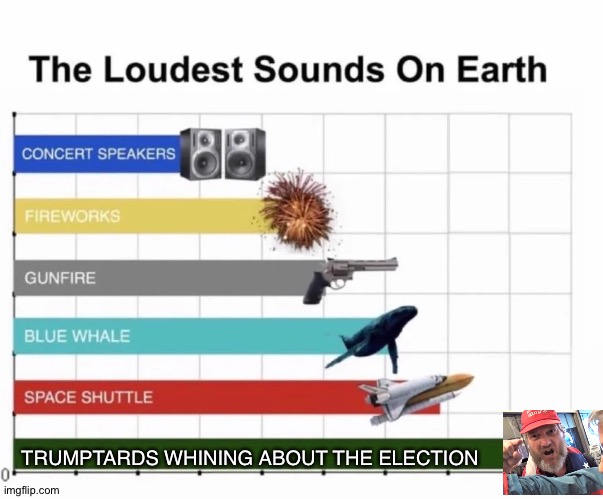 Want some cheese with your whine? | TRUMPTARDS WHINING ABOUT THE ELECTION | image tagged in the loudest sounds on earth | made w/ Imgflip meme maker