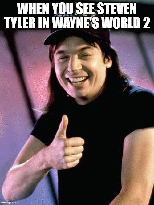 yes | WHEN YOU SEE STEVEN TYLER IN WAYNE'S WORLD 2 | image tagged in wayne's world | made w/ Imgflip meme maker