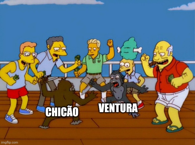 Simpsons Monkey Fight | VENTURA; CHICÃO | image tagged in simpsons monkey fight | made w/ Imgflip meme maker