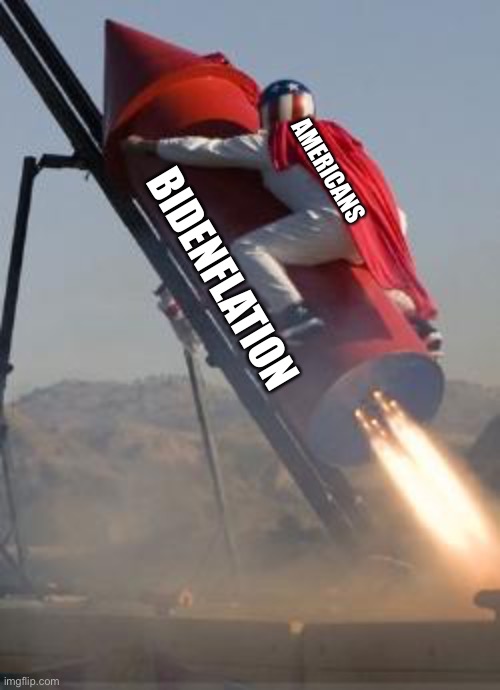 Bidenflation | AMERICANS; BIDENFLATION | image tagged in big red rocket | made w/ Imgflip meme maker