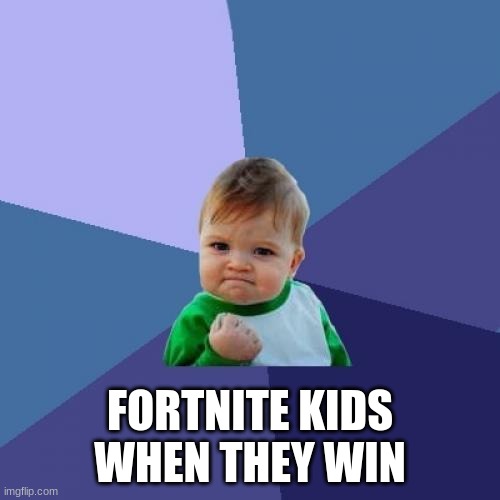 fortnite kids when the win | FORTNITE KIDS WHEN THEY WIN | image tagged in memes,success kid | made w/ Imgflip meme maker