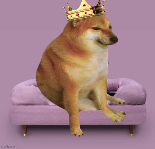 Throme | image tagged in cheems,king,crown,dogs | made w/ Imgflip meme maker