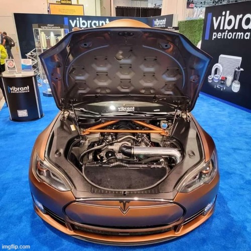 OOOOOOOOO an LS swapped Tesla. F*ING AWESOME | image tagged in ls swap | made w/ Imgflip meme maker