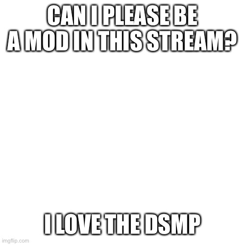Pleaaaase | CAN I PLEASE BE A MOD IN THIS STREAM? I LOVE THE DSMP | image tagged in memes,blank transparent square | made w/ Imgflip meme maker