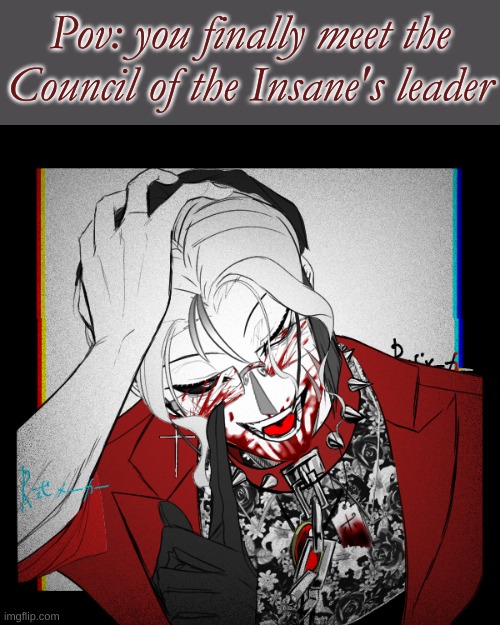 I am not gonna explain the Council of the insane in the. Comments I'm to lazy sry | Pov: you finally meet the Council of the Insane's leader | image tagged in roleplaying | made w/ Imgflip meme maker