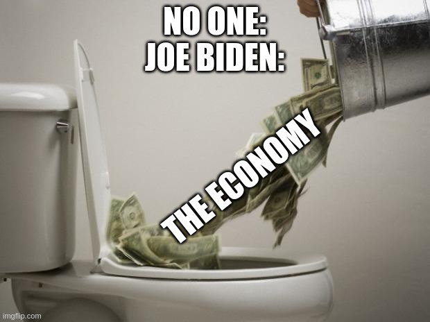 uggggghhhh why, biden, why?! | NO ONE:


JOE BIDEN:; THE ECONOMY | image tagged in money down toilet,biden,idiots,libtards,memes | made w/ Imgflip meme maker