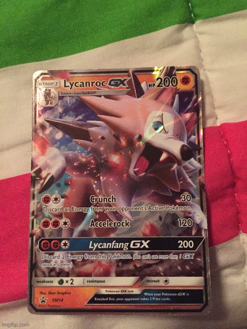 My favorite card I own ALL HAIL THE LYCANROC | image tagged in lycanroc,card | made w/ Imgflip meme maker