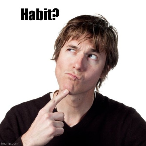 Thinking guy 1 | Habit? | image tagged in thinking guy 1 | made w/ Imgflip meme maker
